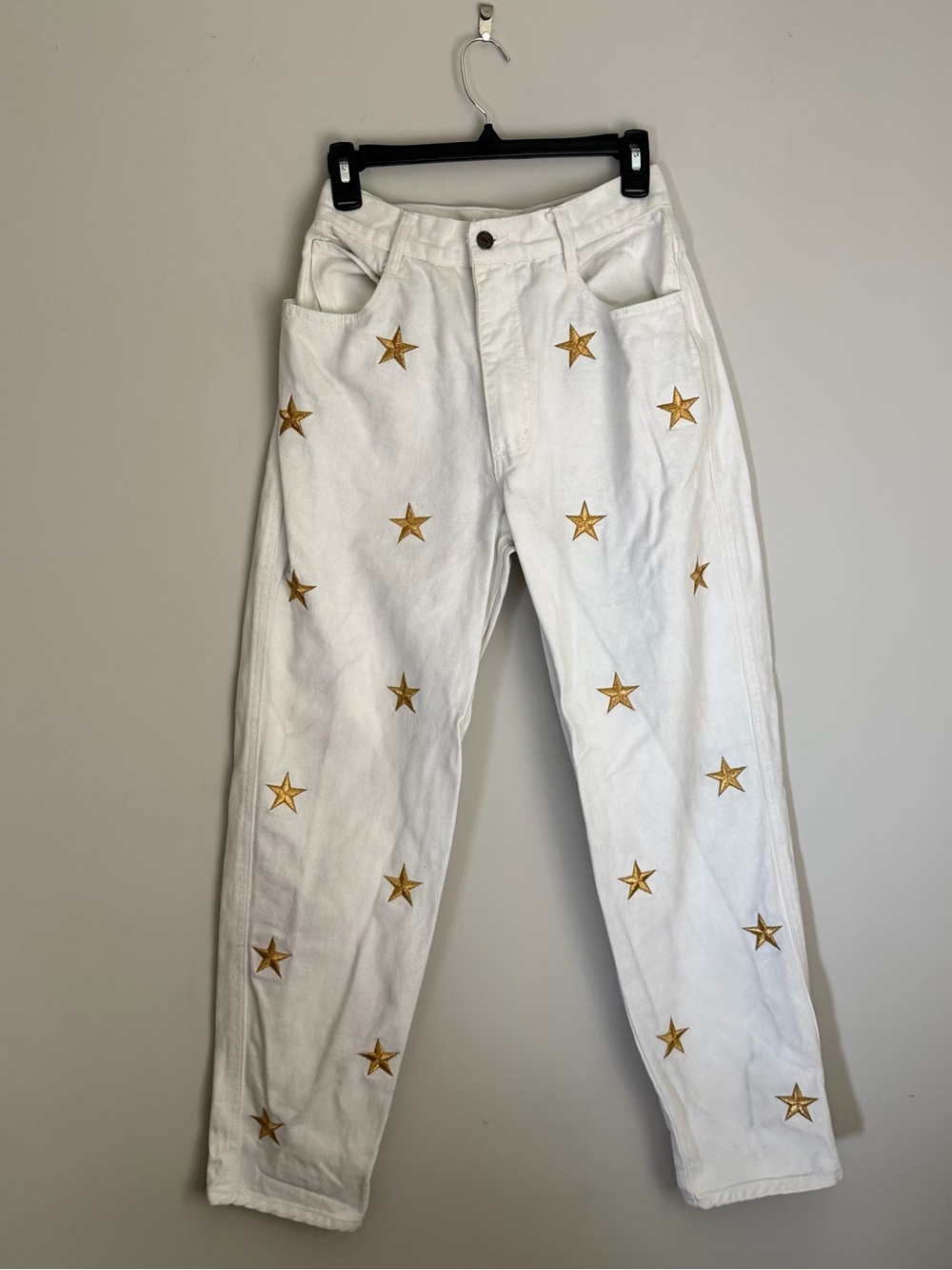 Vintage size 12 (size 2/4)‎ Mom Jeans White Denim Star Embroidered USA
